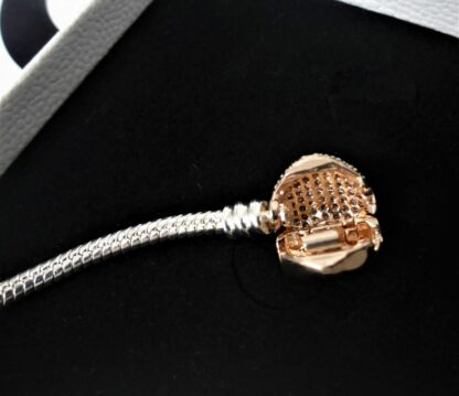 21cm ROSEGOLD Schlangen Gliederarmband Pave Charm Herz Liebe Treue Charm Armband – Bild 5