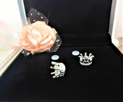 2x NEU KRONE Silber STOPPER mit Silikonring 7 Zack Crown SILBER CHARM Armband – Bild 3
