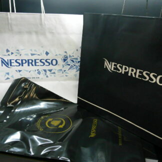 3x Papiertasche Verpackung NESPRESSO *ohne Inhalt* nur Verpackung Kapsel Tüte