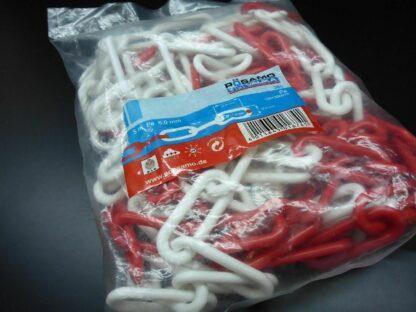5m Absperrkette 6 mm rot/weiss Kunststoffkette Kette Plastikkette Warnkette