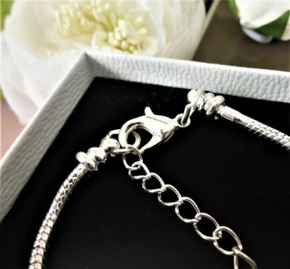 NEU 19-25cm HERZ Schlangen Gliederarmband SILBER Charm Karabiner schraub Armband – Bild 3
