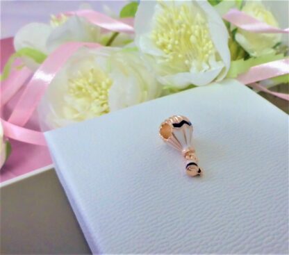 NEU weiß blauer Heißluftballon Reise Rosegold Liebe CHARM für Schlangen Armband – Bild 4