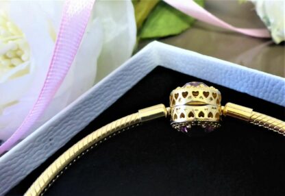 19cm GOLD Strahlenkranz S925 Schlangen Gliederband vergoldet Pave PINK Armband – Bild 6