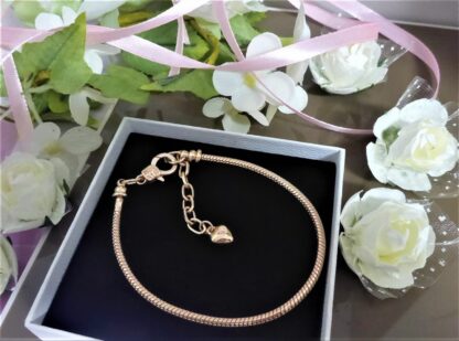 20-25cm HERZ Liebe Schlangen Gliederarmband ROSEGOLD Charm Armband verstellbar – Bild 3