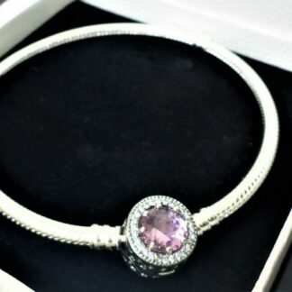 20cm Strahlenkranz Schlangen Gliederband S925 Pave PINK silber Armband Charm