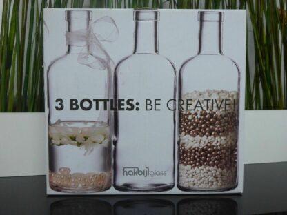 3x DEKO SET Blumen Vase Glas Flasche Kerzenhalter klarglas Dekoflasche – Bild 9