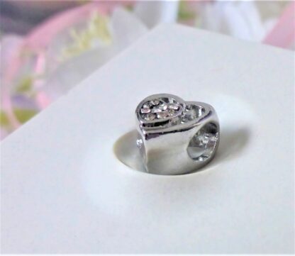 DOPPEL Herz Deine Liebe Glück Freundschaft silber mit Steinen für Charm Armband – Bild 3