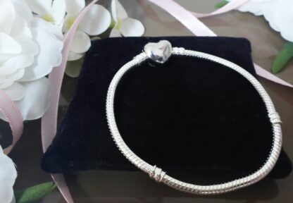 NEU 18cm Schlangen Gliederarmband Pave Herz SILBER Liebe Treue Armband für Charm – Bild 4