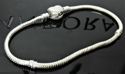NEU 18cm Schlangen Gliederarmband Pave Herz SILBER Liebe Treue Armband für Charm – Bild 7