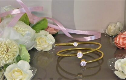 NEU 19,5 x 20,5cm GELB GOLD Schlangen Gliederarmband Armband f Clipcharm in BOX