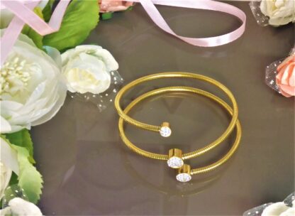 NEU 19,5 x 20,5cm GELB GOLD Schlangen Gliederarmband Armband f Clipcharm in BOX – Bild 6