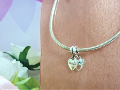 NEU S925 Mother und Dougther forever in my Heard Charm für Armband SILBER Herz – Bild 3