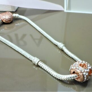 SET 19cm ROSE Panda Liebe Herz Schlangen Gliederarmband Pave Charm Armband PANDA