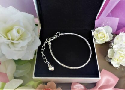 NEU 20-25cm HERZ Liebe Schlangen Gliederarmband SILBER Charm Armband verstellbar – Bild 8