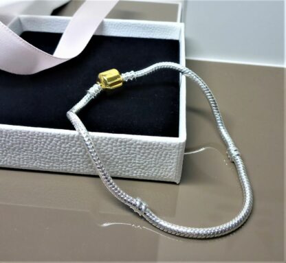 NEU 20cm GOLDCLIP Zylinder Armband SILBER Schlangen Gliederarmband silber/gold – Bild 6