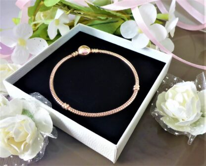 NEU 20cm PLANET KUGELCLIP Schlangen Gliederarmband in ROSEGOLD Armband für Charm – Bild 7