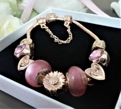 NEU 20cm TOP 9 Charms + Komfortkrtette Gliederarmband ROSEGOLD Armband mit Charm – Bild 3