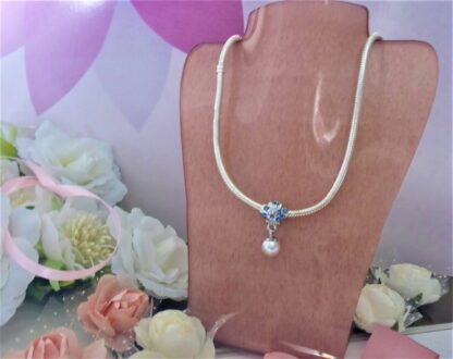 NEU Muschel mit Perle Meerjungfrau Charm silber blau Perle Anhänger für Armband