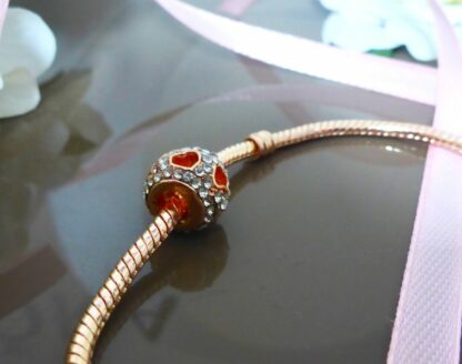 NEU PAVE Kugel mit Herzen in Rosegold Liebe für CHARM Schlangenglieder Armband – Bild 5