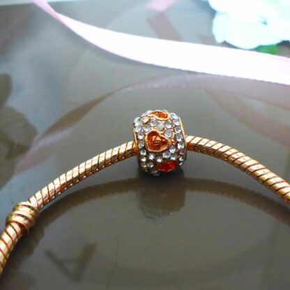 NEU PAVE Kugel mit Herzen in Rosegold Liebe für CHARM Schlangenglieder Armband – Bild 6