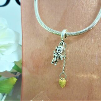 NEU Schutzengel Liebesengel ENGEL Charm für Armband Angel mit Herz silber S925