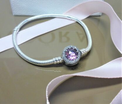 NEU 18cm Strahlenkranz S925 Schlangen Gliederband Pave PINK Armband für Charm
