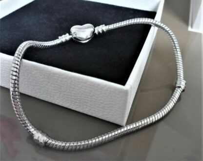 NEU 20cm Schlangen Glieder Armband SILBER Herz Liebe Treue für  Charms Armband – Bild 3