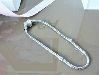 NEU 20cm Schlangen Glieder Armband SILBER Herz Liebe Treue für  Charms Armband – Bild 4