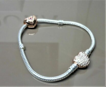 SET 19cm Princess ROSE SILBER Liebe Herz Schlangen Gliederband Charm + Armband – Bild 4