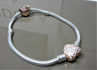 SET 19cm Princess ROSE SILBER Liebe Herz Schlangen Gliederband Charm + Armband – Bild 7