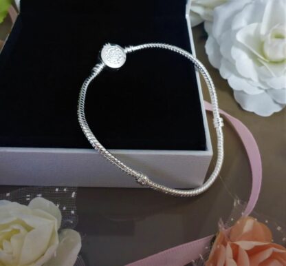 21cm Charm Armband Silber Schlangen Glieder Armband SILBER Cubic Zirkonia Clip – Bild 4