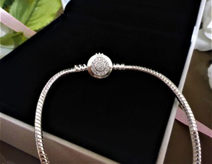 21cm Charm Armband Silber Schlangen Glieder Armband SILBER Cubic Zirkonia Clip – Bild 5