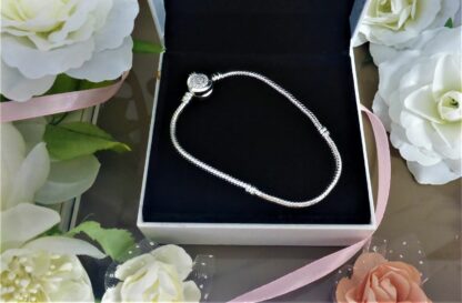 21cm Charm Armband Silber Schlangen Glieder Armband SILBER Cubic Zirkonia Clip