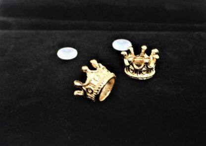 2x NEU KRONE GOLD STOPPER mit Silikonring 7 Zack Crown GOLD CHARM Armband – Bild 6