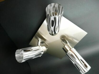 Deckenleuchte oder Wand Spot 3-flammig in Stahl gebürstet mit Designer GLAS NEU