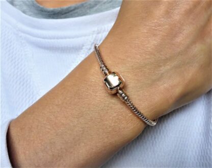 NEU 19cm Schlangen Gliederarmband ROSEGOLD silbe 925 Armband für Charm Zylinder – Bild 3