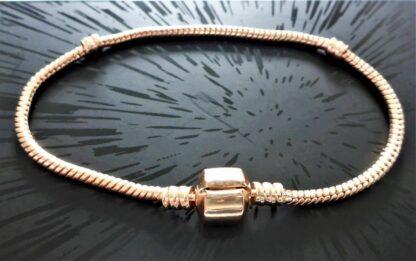 NEU 19cm Schlangen Gliederarmband ROSEGOLD silbe 925 Armband für Charm Zylinder – Bild 4