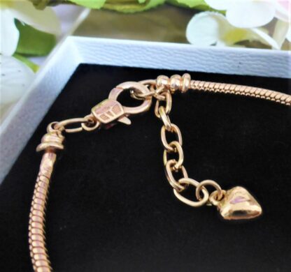 NEU 21-26cm Schlangen Glieder Karabiner Armband mit Herz in Rosegold für Charms – Bild 5