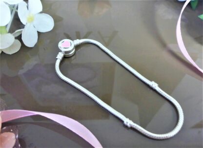 NEU 21cm PINK Herz Armband Charm silber mein Herz Glück Liebe Treue Herzclip – Bild 4