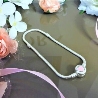 NEU 21cm PINK Herz Armband Charm silber mein Herz Glück Liebe Treue Herzclip