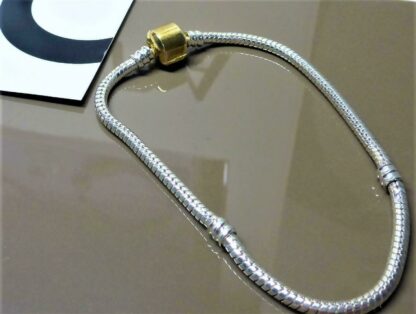 NEU 21cm silber Gold Clipverschluß Schlangen Glieder Armband vergoldet für Charm – Bild 4