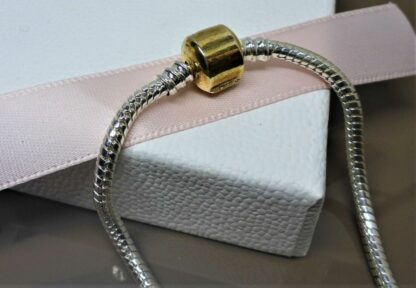 NEU 21cm silber Gold Clipverschluß Schlangen Glieder Armband vergoldet für Charm – Bild 5