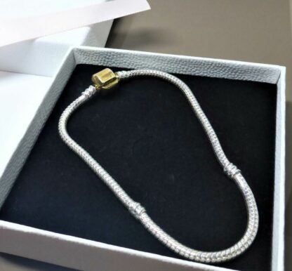 NEU 21cm silber Gold Clipverschluß Schlangen Glieder Armband vergoldet für Charm