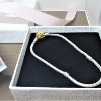 NEU PANDA 20cm GOLDCLIP Moments Armband Schlangen Gliederarmband silber/gold