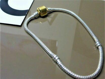 NEU PANDA 20cm GOLDCLIP Moments Armband Schlangen Gliederarmband silber/gold – Bild 5
