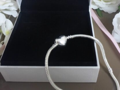 NEU 20cm Schlangen Gliederarmband SILBER Pave HERZ Armband für Charm und Gravur – Bild 8