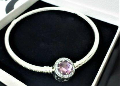 NEU 21cm Strahlenkranz S925 Schlangen Gliederarmband Pave ROSA SILBER Armband