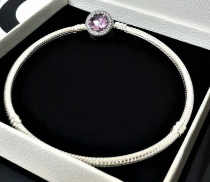 NEU 21cm Strahlenkranz S925 Schlangen Gliederarmband Pave ROSA SILBER Armband – Bild 6