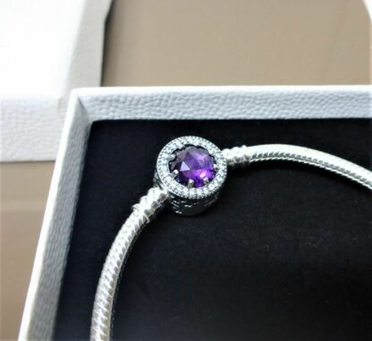 19cm Strahlenkranz Schlangen Gliederarmband S925 Pave Amethyst für Charm Armband – Bild 3