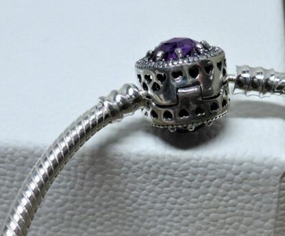 19cm Strahlenkranz Schlangen Gliederarmband S925 Pave Amethyst für Charm Armband – Bild 7
